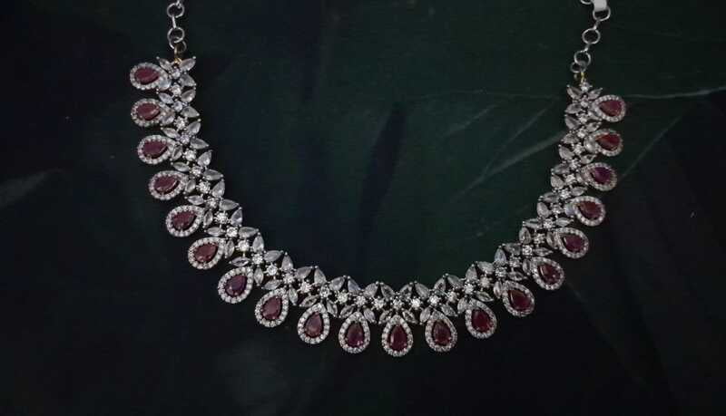 flower desing ruby stone neckpiese flower desing ruby stone neckpiese