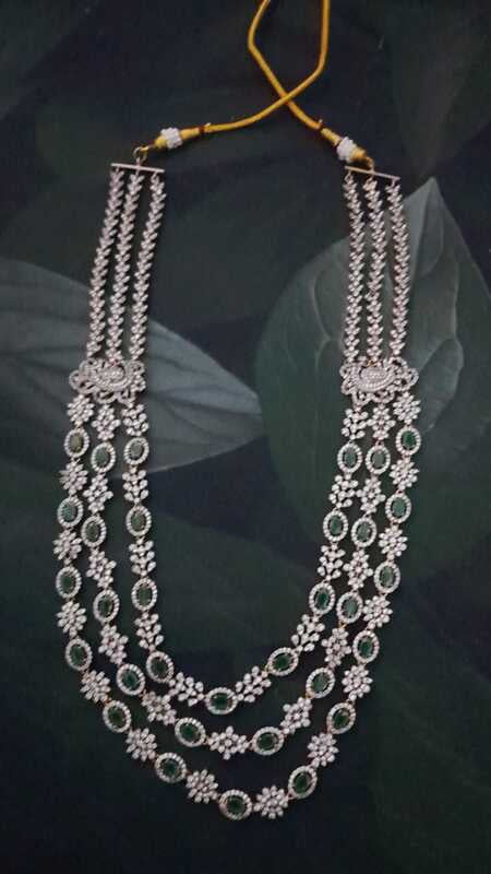 Three layer haram with green stone Three layer haram with green stone