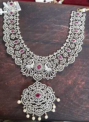 Peacock with pink stone haram