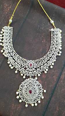 simple and neat white stone haram pink stone