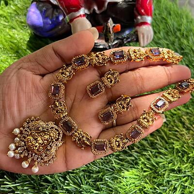 Lakshmi with Stone Desgin Neckpiece Lakshmi with Stone Desgin Neckpiece
