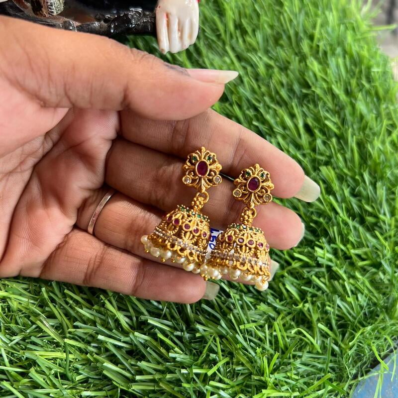 Traditional design Cute Jumuka with Ruby stones Traditional design Cute Jumuka with Ruby stones