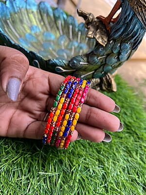 GLASS BANGLE STONE FLOWER DESIGHN MULTI COLOUR