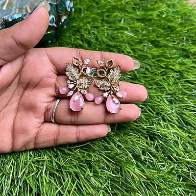 leaf and drop shape stud