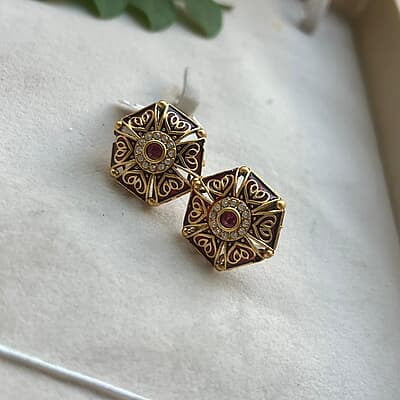 heptagon shape stud with gold finish