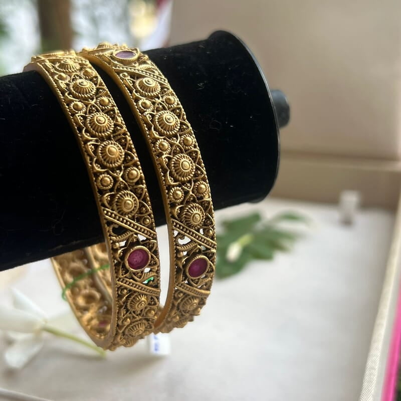 Rubi Oval Gold Plated Bangles Rubi Oval Gold Plated Bangles