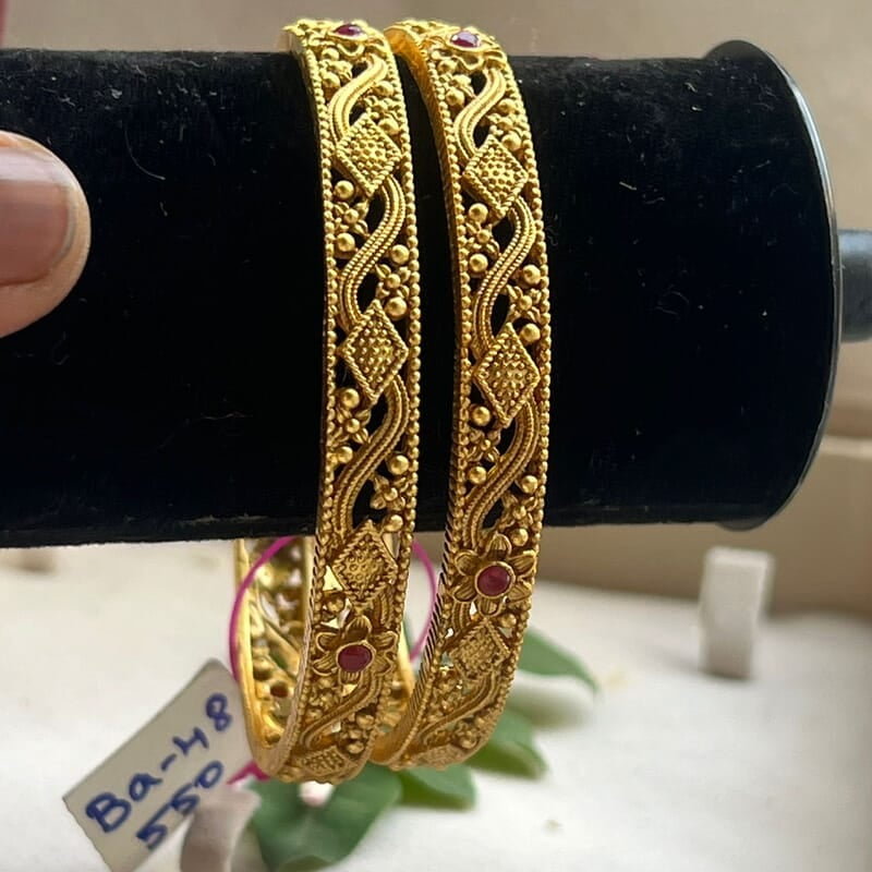 antic finish diamond & flower design bangle antic finish diamond & flower design bangle