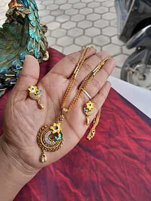 Double flor design pendant chain& stud