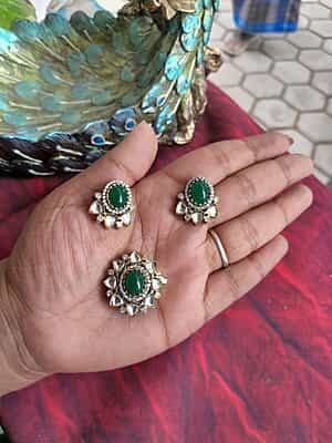 Traingle shape victorian pendant&stud