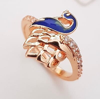 Peacock design rose gold ring