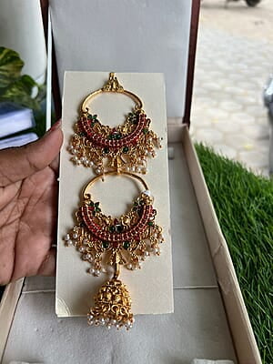 Chandhabali designed hair jadai for adults