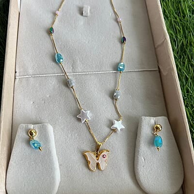 Beads chain - white pearls with multi color pearls Beads chain - white pearls with multi color pearls