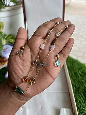 Beads chain - white pearls with multi color pearls