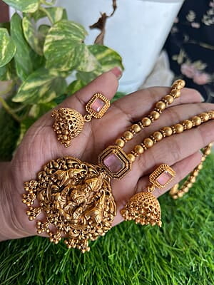 Antique lakshmi stone design fashionable long haram