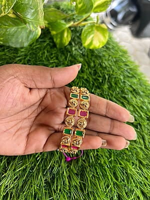 Traditional lakshmi design antique  multi stone Bangle