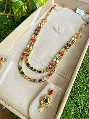 Gold finish double layer long haram Gold finish double layer long haram