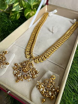 Lakshmi & coin design gold based Temple Long Haram