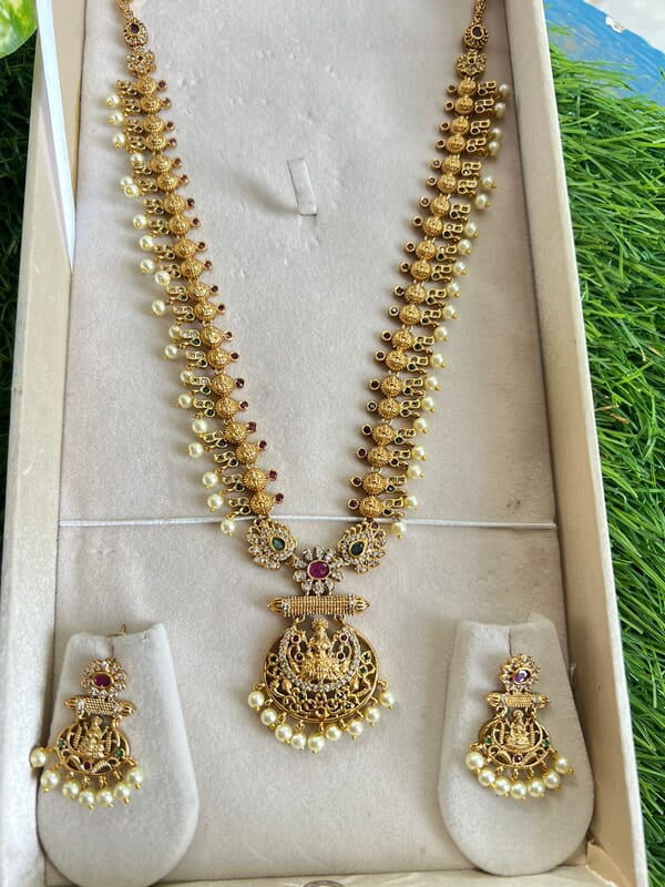 Gold finish lakshmi design pearl Long Harams
