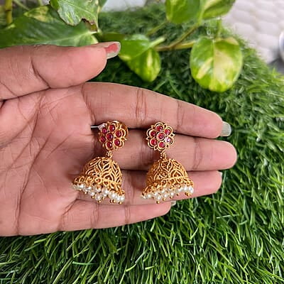 Unigue gold Finish ruby stone jimikki