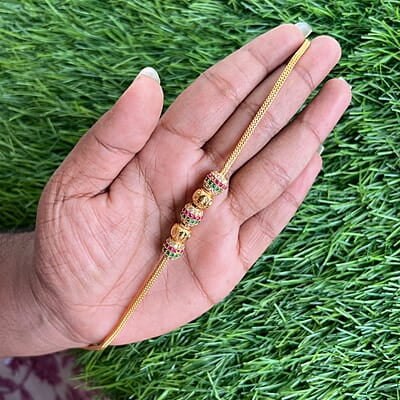 Gold finish with ball stone design mugappu chain