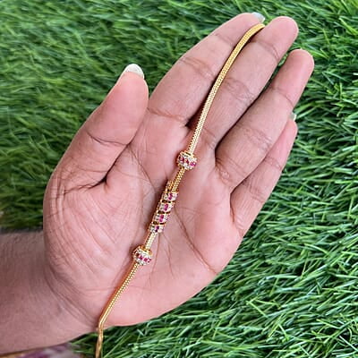AD Rubi stone Mugappu Chain