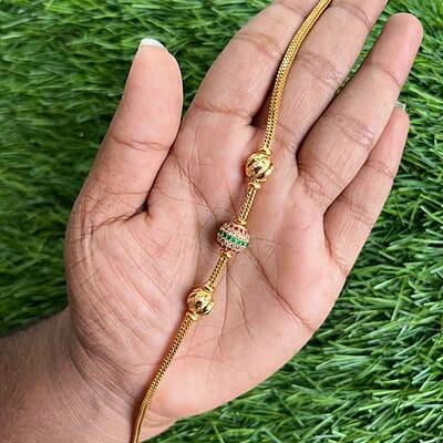 Gold ball with stone mugappu chain Gold ball with stone mugappu chain
