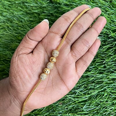 Gold finish with ball stone design mugappu chain