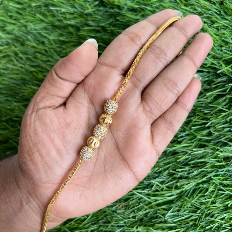 Gold finish with ball stone design mugappu chain
