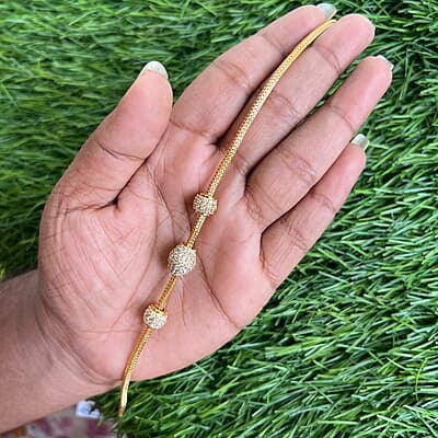 Three big ball with unique stone mugappu chain