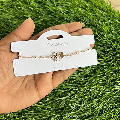 Unique flora design with pretty stone rosegold chain bracelet