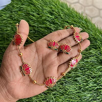 Antic Stone Matte Finish lotus design neck piece