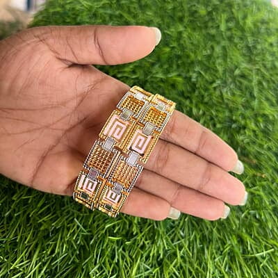 Microplated design double layer  gold finish Bangles