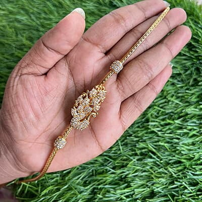 peacock & leaf design mugappu chain