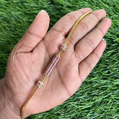 Roll design with ball unique stone mugappu chain