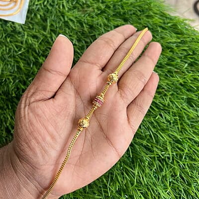 Gold ball with stone mugappu chain Gold ball with stone mugappu chain