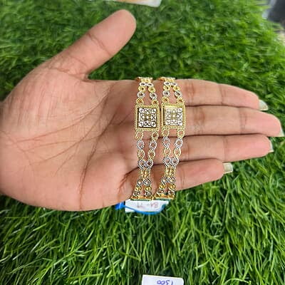 Trendy S design with unique square design gold bangle