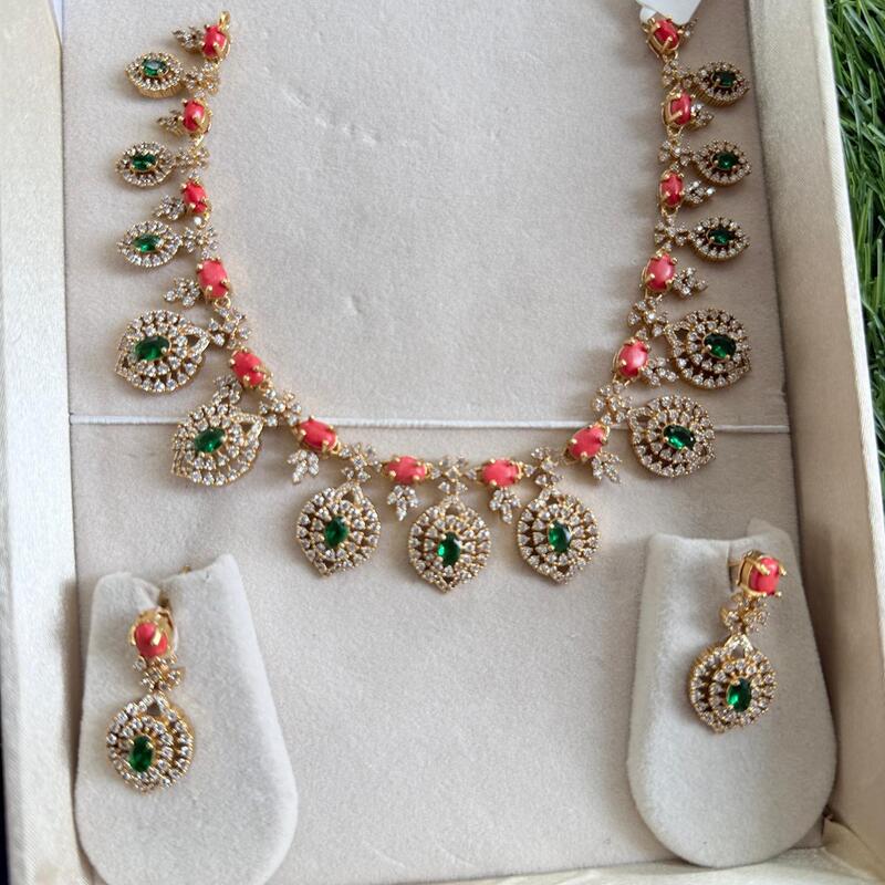 Fancy kemp stone with flora and drop design neckpiece Fancy kemp stone with flora and drop design neckpiece