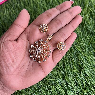Unique Floral design with AD stones pendant earning set