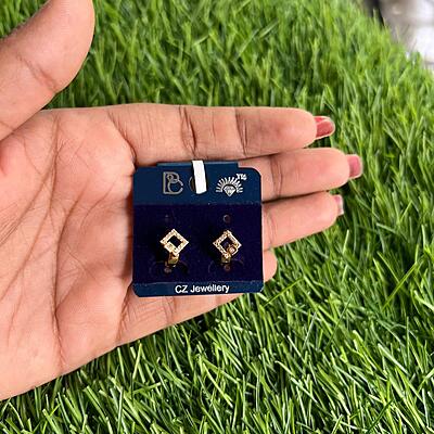 Unique design with ad stone square shape rosegold earning