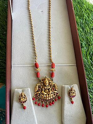 Gold Finish lakshmi pavalam Pendant