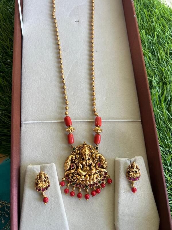 Gold Finish lakshmi pavalam Pendant