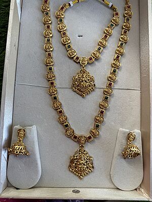 Gorgeous lakshmi design dollar withkemp stone longharam