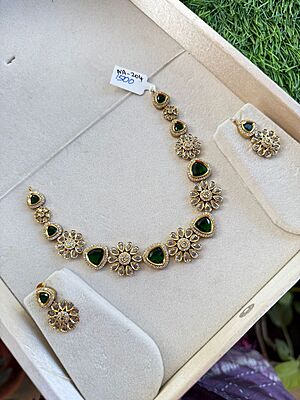 Unique flower design with stone neckpiece Unique flower design with stone neckpiece