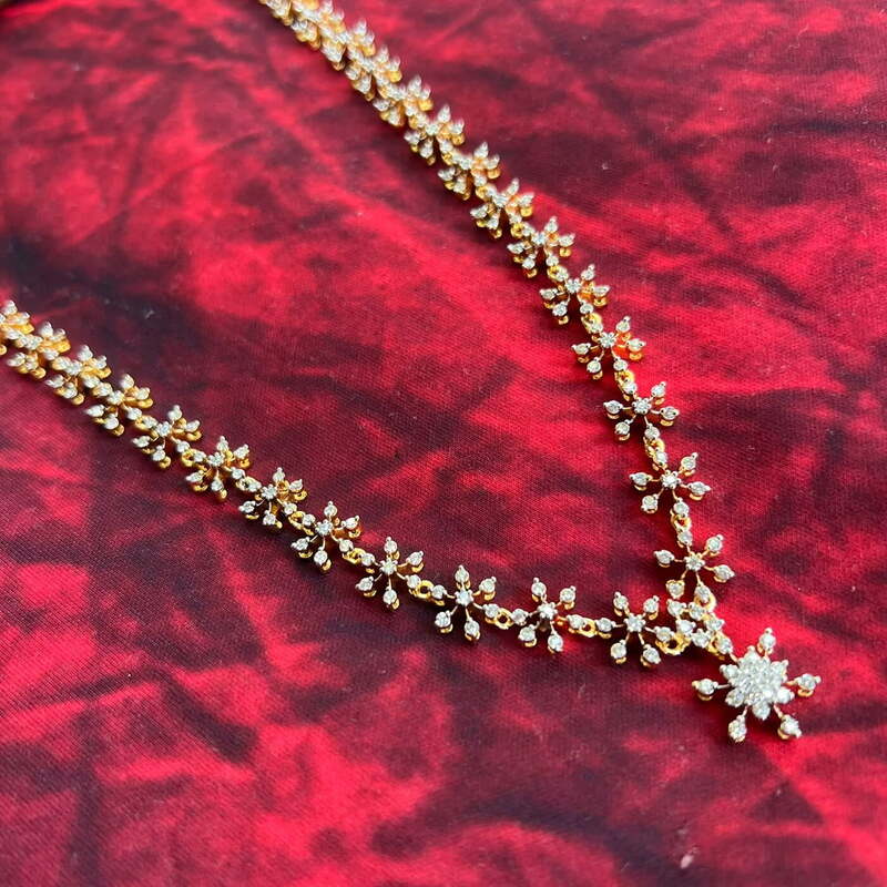 pearl design red and green stone flower design long haram pearl design red and green stone flower design long haram
