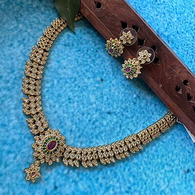 Gold Plated AD Stone Fancy Neckpiece