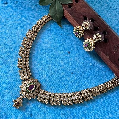 Gold Plated AD Stone Fancy Neckpiece