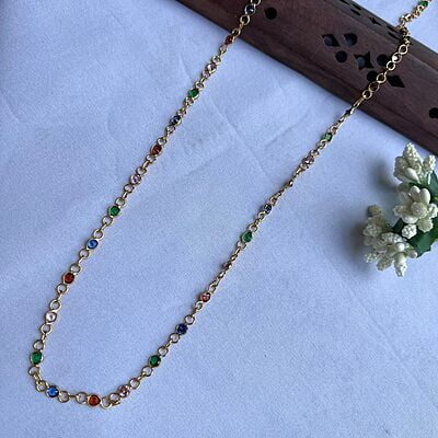 Austrian Crystal Pastel Pink Blue Green Gold Chain