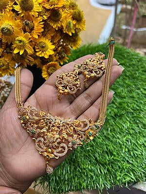 Gold Finish Lakshmi Design Neckpiece