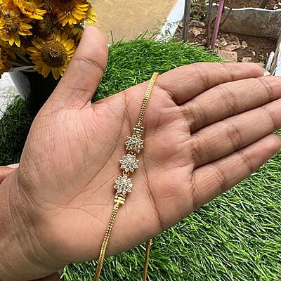 Floral AD Stone Mugappu Chain