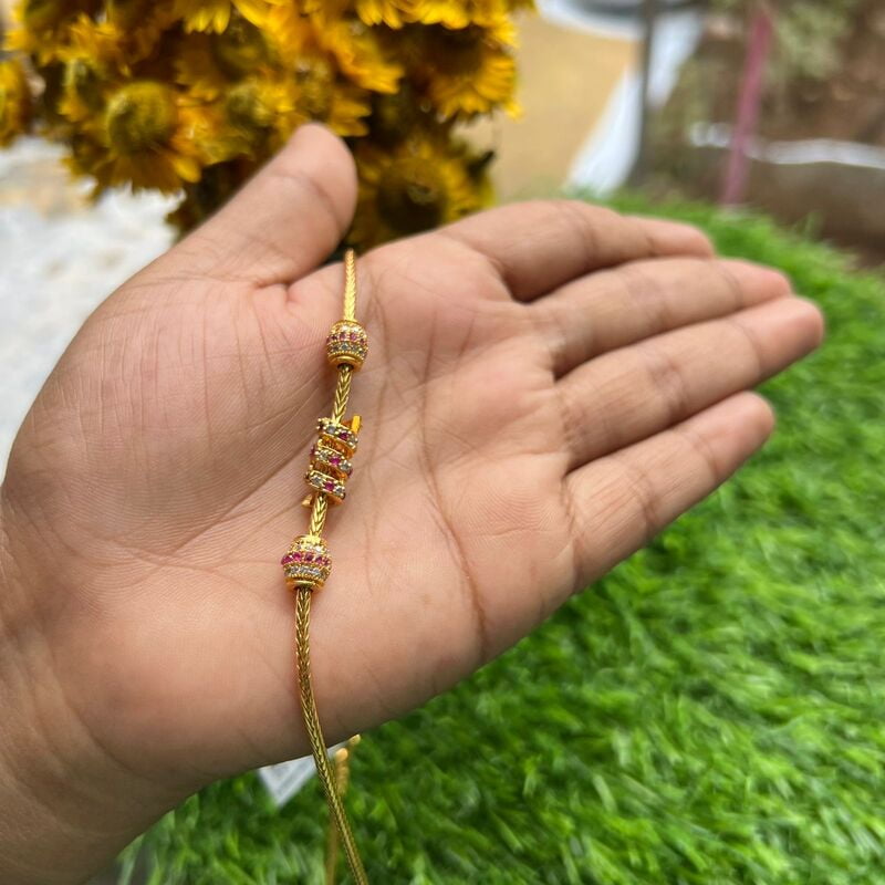AD Rubi stone Mugappu Chain